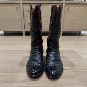 Men's Black Ostrich Skin Lucchese Boots